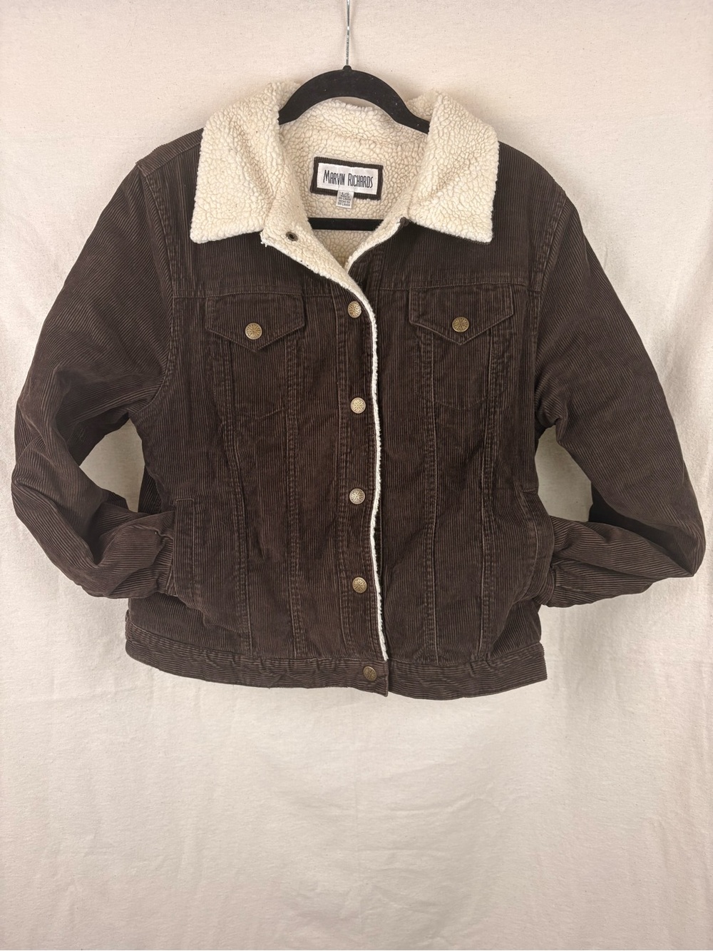 Marvin Richards Women’s Vintage Brown Corduroy Sherpa Lined Trucker Jacket 90s L